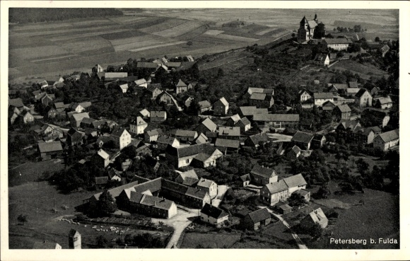 Postcard Petersberg in Hesse, aerial photograph