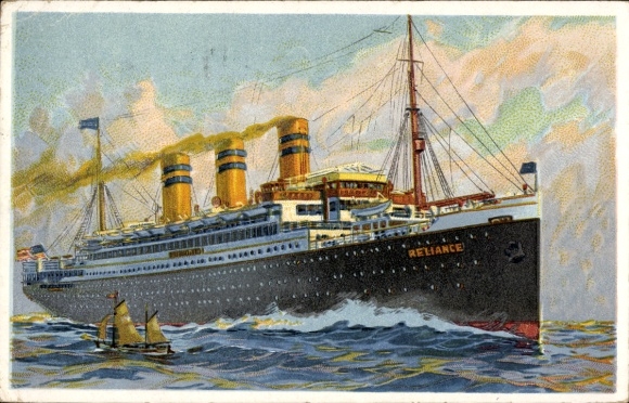 Postcard steamer Reliance, HAPAG