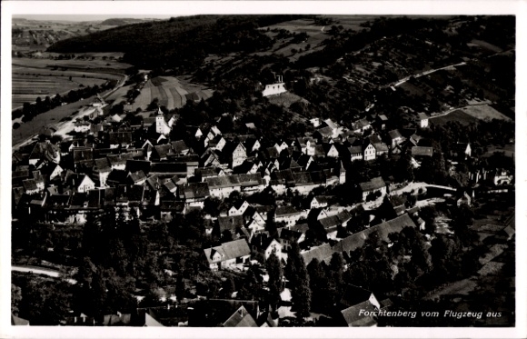 Postcard Forchtenberg in Hohenlohekreis, aerial photograph