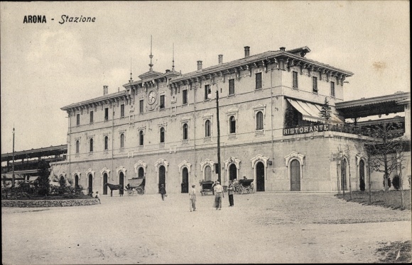 Postcard Arona Lake Maggiore Piedmont Italy, Station