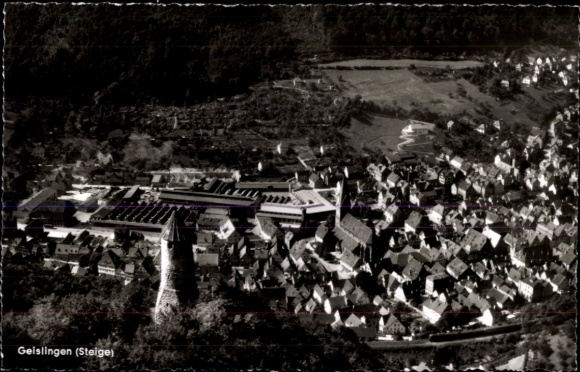 Postcard Geislingen an der Steige, aerial photograph
