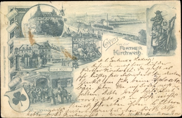 Postwaardestukken Kunstenaar Litho Zinn, K., Fürth Mittelfranken Beieren, Kirchweih, Hotel Kütt, PP 15 D 26 01