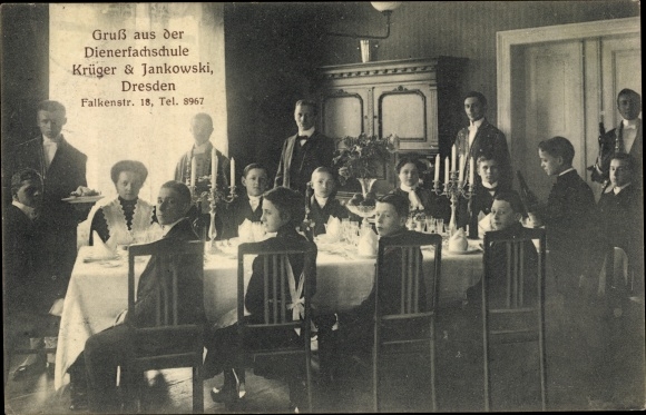 Postcard Dresden old town, servants&#39; college Krüger &amp; Jankowski, Falkenstraße 18