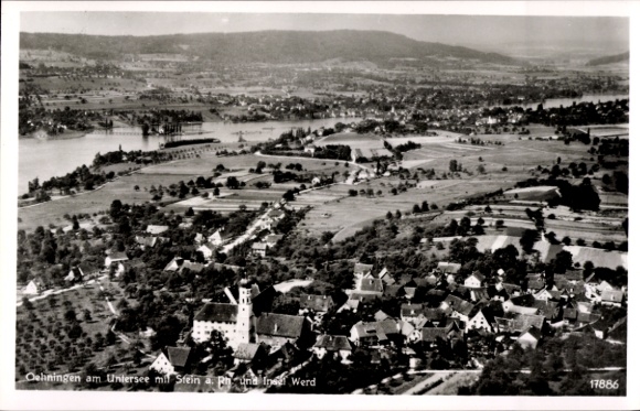 Postcard Öhningen in Baden, aerial photograph