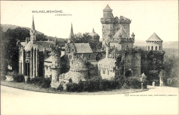 Postcard Kassel in Hesse, Wilhelmshöhe with Löwenburg