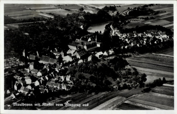 Postcard Maulbronn in Enzkreis Baden Württemberg, monastery, aerial photograph