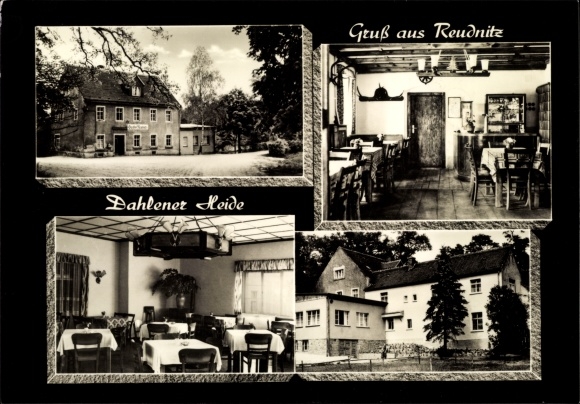Ansichtkaart Reudnitz Cavertitz in Saksen, Dahlener Heide, Gasthof Reudnitz