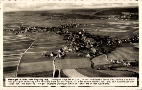Postcard Dettingen an der Iller Upper Swabia, aerial photograph