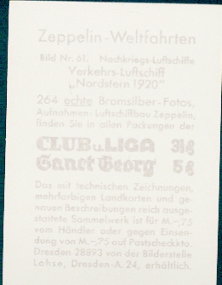Collecting picture Zeppelin world trips No. 61 post-war airships, traffic airship &quot;Nordstern 1920&quot;