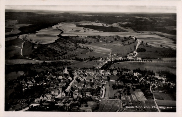 Postcard Bühlertann in Württemberg, aerial photograph