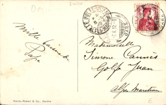 Postcard Lake Geneva, Lac Leman, saloon steamer France, swans