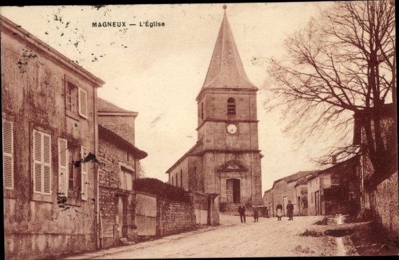 KP Magneux Haute Marne, kościół, scena uliczna