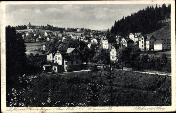 Postcard Finsterbergen Friedrichroda in the Thuringian Forest, climatic health resort, view of houses, forest, landscape