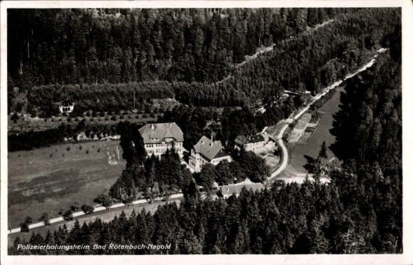 Postcard Rötenbach Nagold in the Black Forest, aerial photograph of the police recreation home