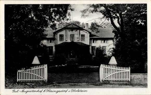 Postcard Heringsdorf Holstein, Gut Augustenhof, entrance gate