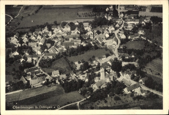 Ak Oberlinningen Dillingen an der Donau, Fliegeraufnahme
