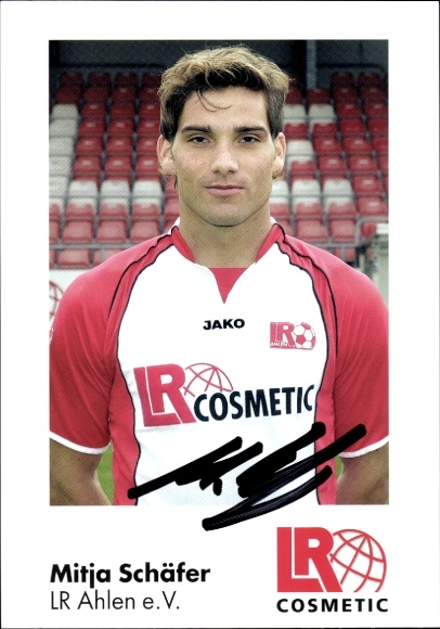 Autogrammkarte Fußballer Mitja Schäfer, Rot Weiss Ahlen, Autogramm