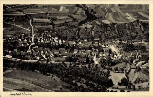 Ak Sennfeld Adelsheim in Baden, Fliegeraufnahme