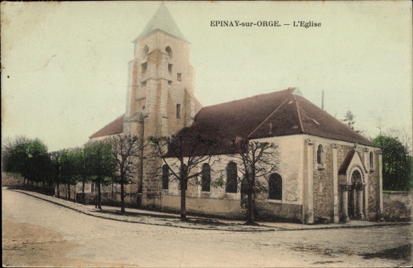 Ak Epinay sur Orge Essonne, L&#39;Eglise