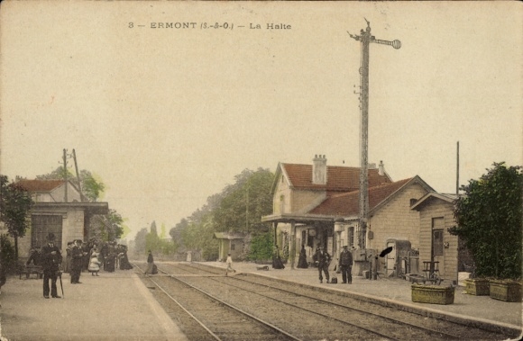 Postcard Ermont Val d'Oise, Halte