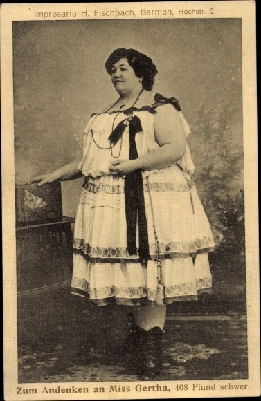 Ak Barmen Wuppertal, Impresario H. Fischbach, Hochstraße 2, Miss Gertha, 408 Pfund