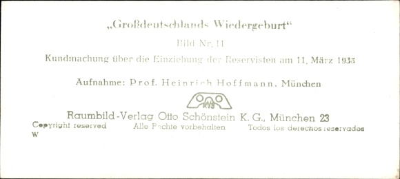 Stereo spatial image photo &quot;Greater Germany&#39;s rebirth&quot;, No. 11, enlistment of the reservists in 1933
