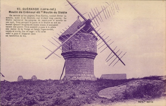 Postcard Guérande Loire Atlantique, Moulin de Cremeur dit Moulin du Diable