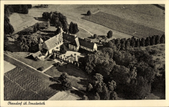 Postcard Oberndorf (near Donauwörth) on the Lech, aerial photograph