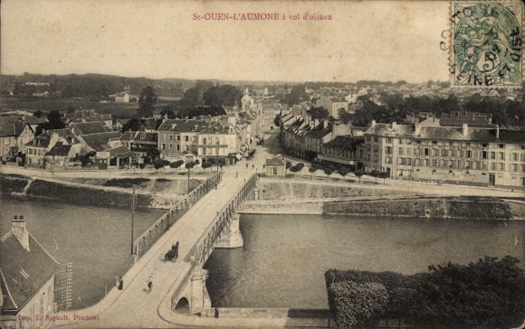Ak Saint Ouen l’Aumône Val d’Oise, Brücke zur Stadt