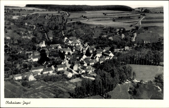 Postcard Olnhausen Jagsthausen an der Jagst Württemberg, aerial photograph
