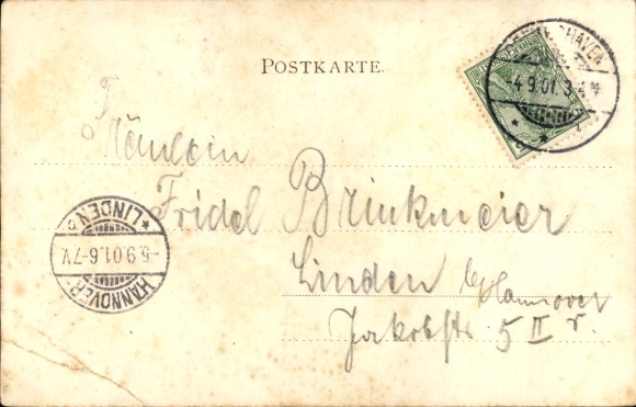 Postcard Butjadingen Wesermarsch, Roter Sand Lighthouse