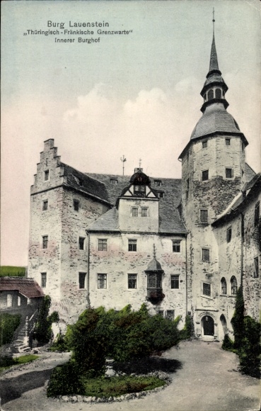Ak Lauenstein Ludwigsstadt in Opper-Franken, Kasteel Lauenstein, Thüringer-Frankische grenswachttoren
