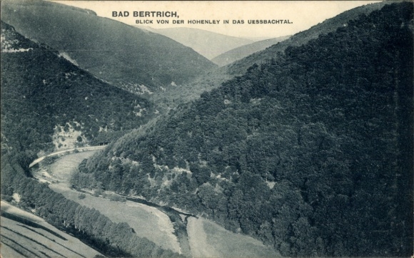 Postcard Bad Bertrich on the Mosel Eifel, view of the Uessbach valley, view from the Hohenley
