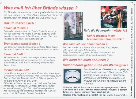 Timetable Advertising, Fire Department, 112, What do I do if there is a fire, Smoke detector