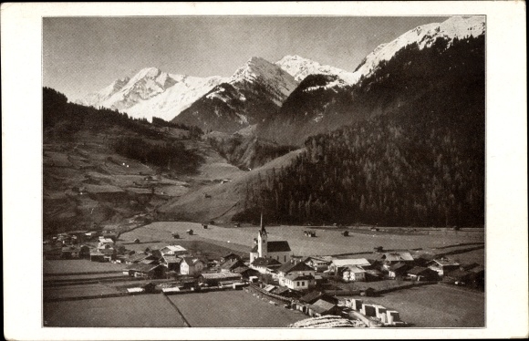 KP Hollersbach im Pinzgau w Salzburgu, widok na miasto w kierunku Wysokich Taurów, Achelalpe