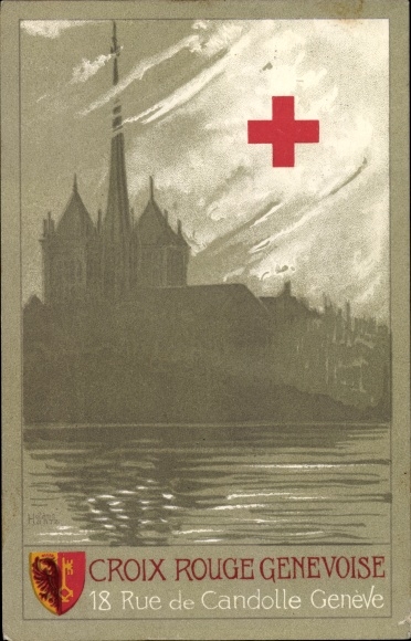 Wappen Litho Genève Genf Stadt, Croix Rouge Genevoise, 18 Rue de Candolle Genève, Kirche
