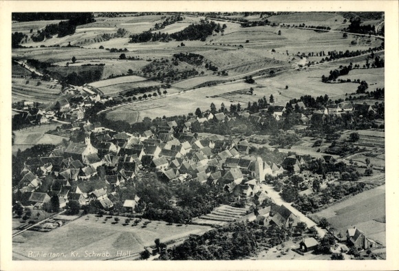 Postcard Bühlertann in Württemberg, aerial photograph