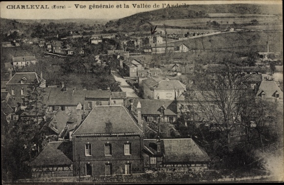 Postcard Charleval Eure, General view, Andelle Valley