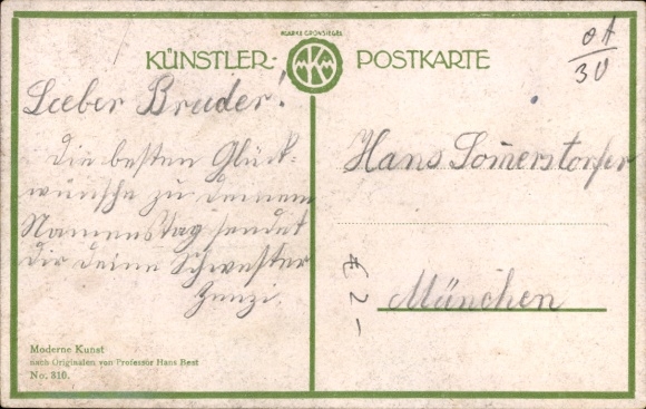 Artist Postcard Best, Hans, man, umbrella