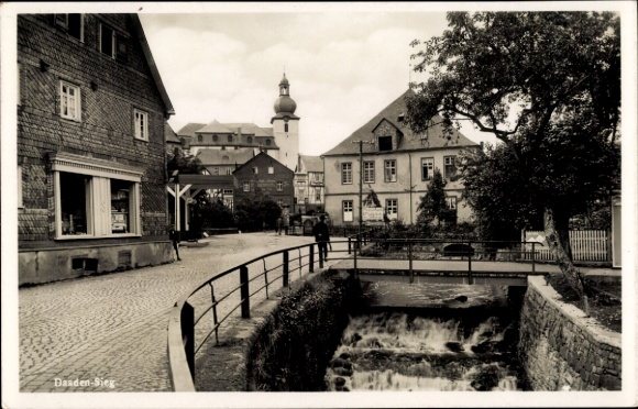 Postcard Daaden in the Westerwald, Sieg, partial view, bridge, church