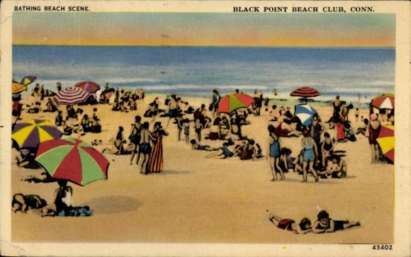Ak Connecticut USA, Black Point Beach Club, zwemstrandscène