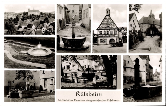 Postcard Külsheim in Baden Württemberg, fountain, partial view, half-timbered house