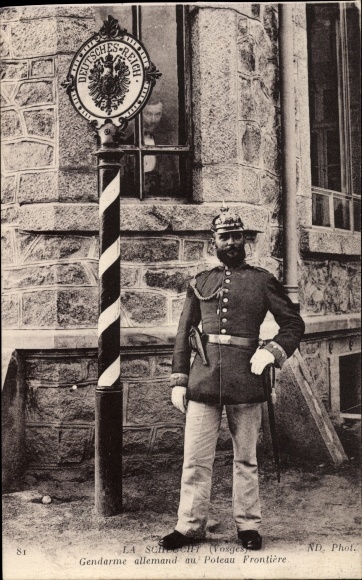 Postcard Schlucht Vosges, German Gendarme at the Border