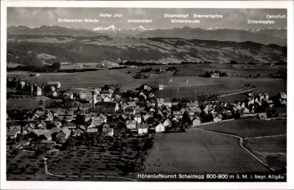 Ak Scheidegg im Allgäu, Fliegeraufnahme