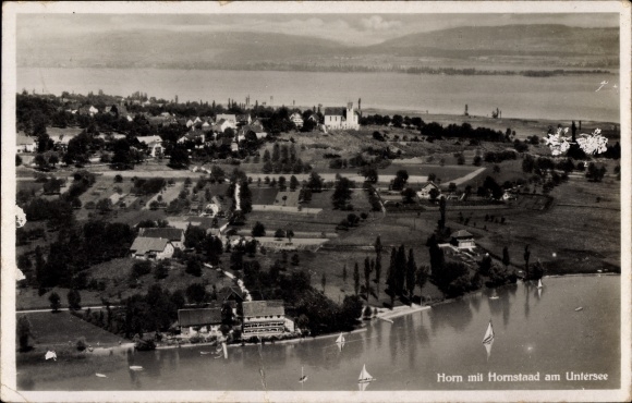 Postcard Horn Gaienhofen am Bodensee, Hornstaad am Untersee, panorama
