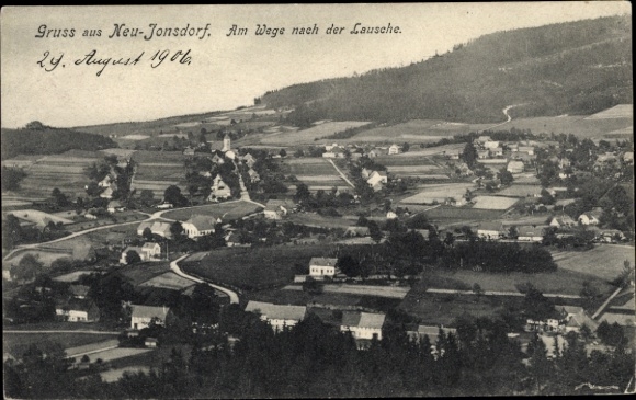 Ak Jonsdorf in der Oberlausitz Sachsen, Panorama, Neu-Jonsdorf, Am Wege nach der Lausche