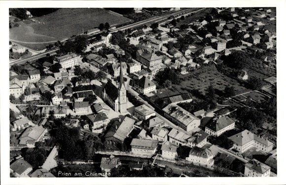 Postcard Prien am Chiemsee Upper Bavaria, aerial photograph