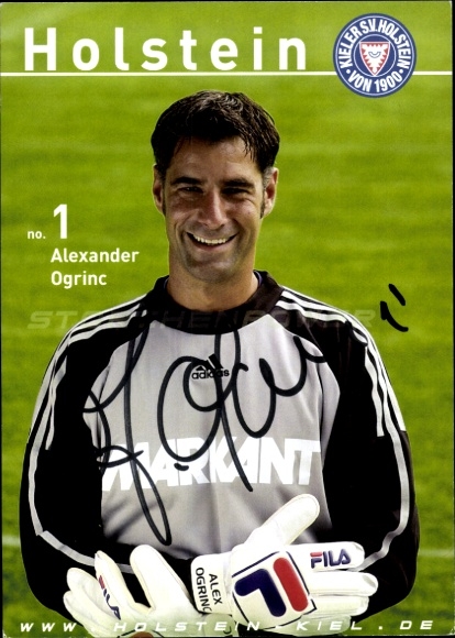 Autograph card footballer Alexander Ogrinc, Holstein Kiel, autograph