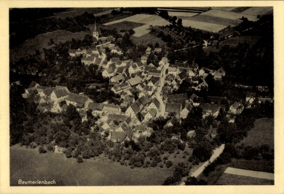 Postcard Baumerlenbach Öhringen in the Hohenlohe district of Württemberg, aerial photograph