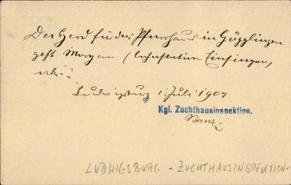 Ganzsachen Ak Ludwigsburg in Württemberg, Zuchthausinspektion